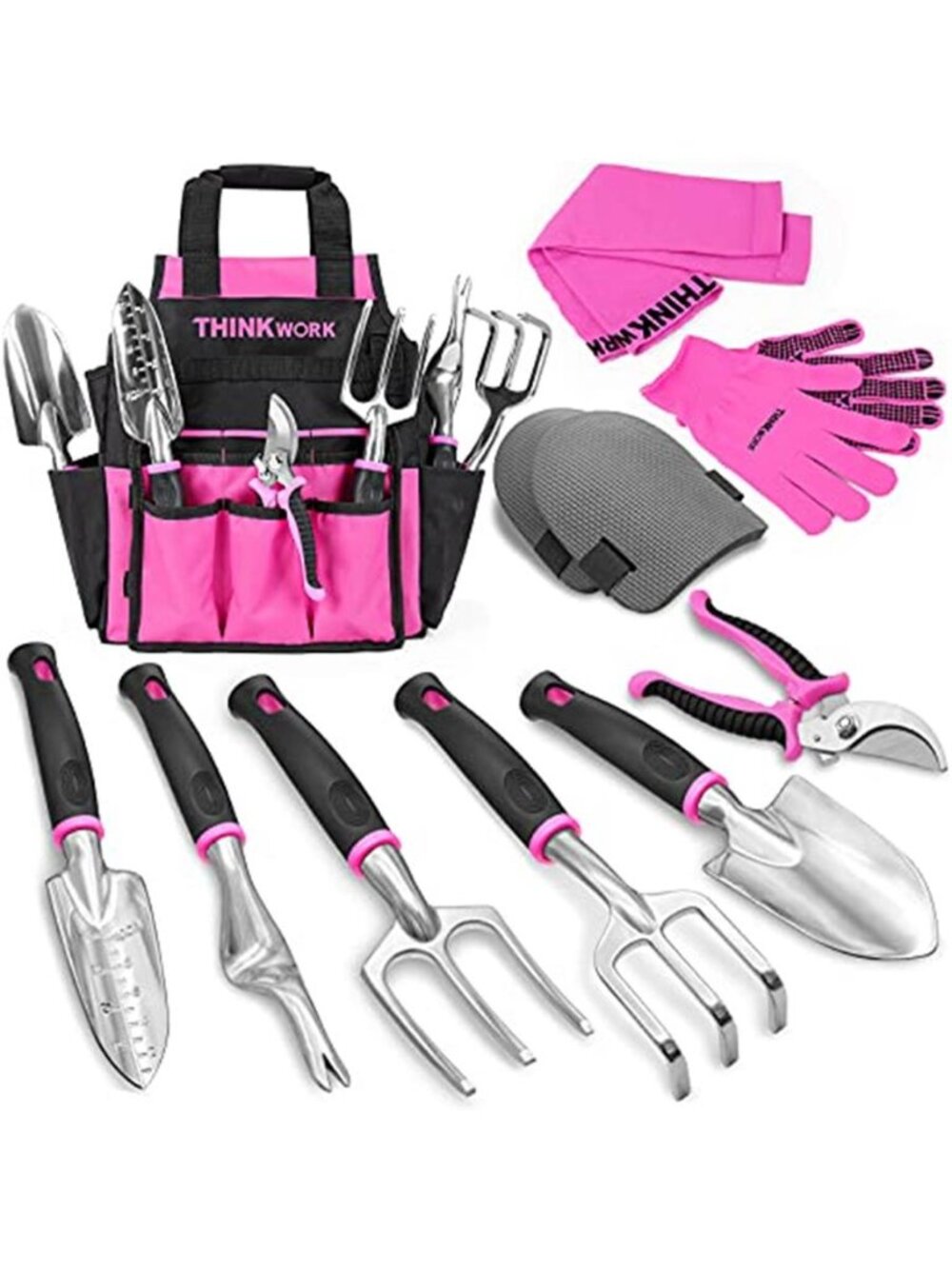 Pink Garden Tool Set Gardening Kit Gloves Tote Bag Hand Tools Gift for Women
